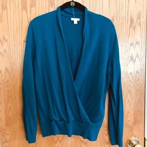 J.Jill Faux Wrap Sweater in Teal - MP